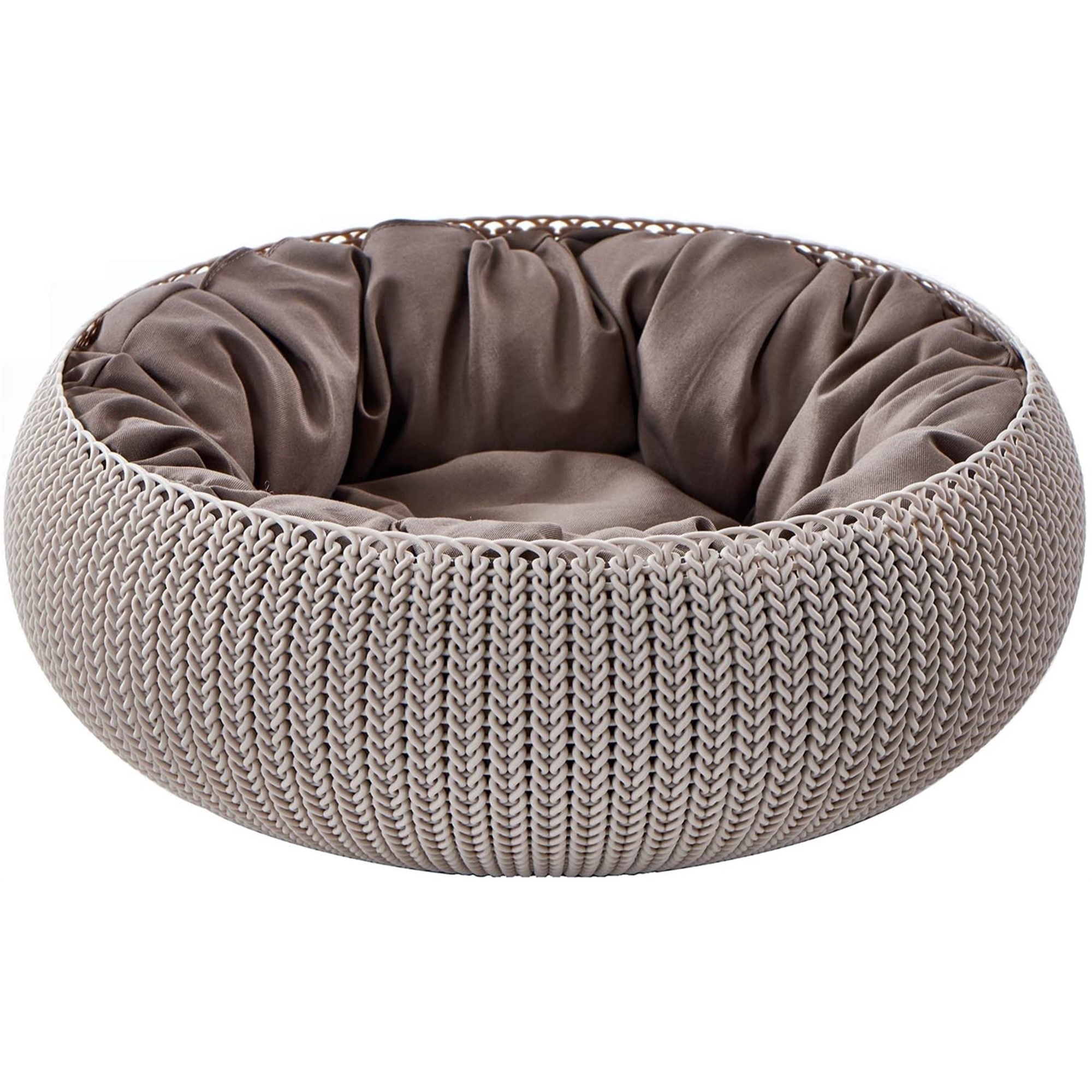 Keter by Curver Knit Cozy Resin Plastic Pet Bed for Dogs and Cats