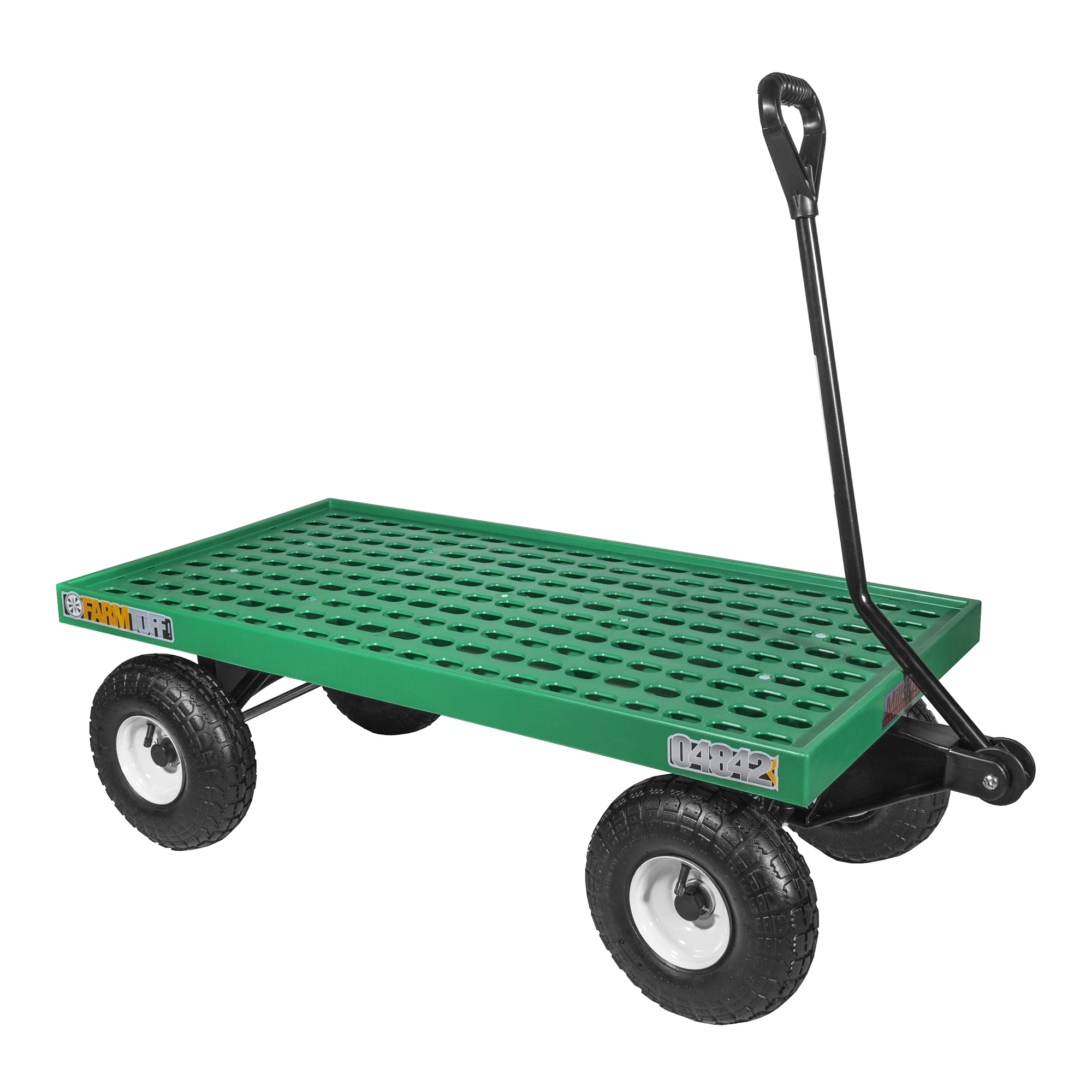 FARM-TUFF Plastic Mesh Deck Garden Wagon with Pneumatic Tires